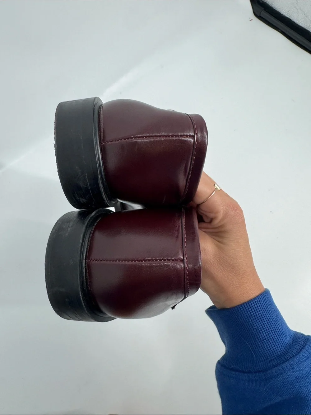 ZARA Burgundy Faux Leather Tassel Bit Loafers - Size EU 41